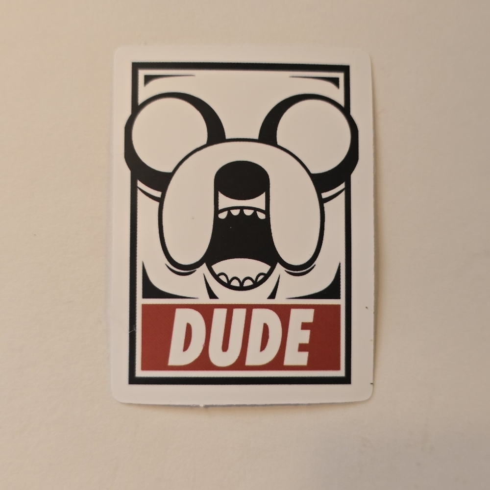 10/$10 Jake The Dog Sticker with 'DUDE' Text